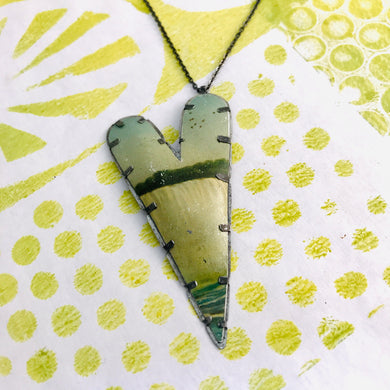 Niagara Falls Tabbed Tin Heart Recycled Necklace