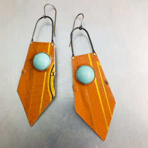 Orange Dreamsicle and Aqua Zero Waste Tin Earrings