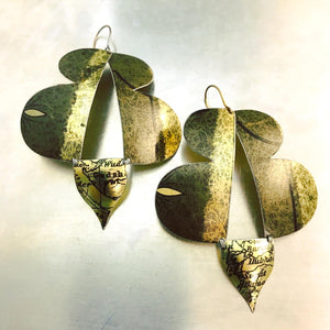 Antiqued Gold Abstract Butterflies Zero Waste Tin Earrings