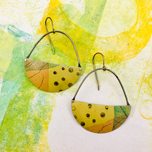 Leaf Skeleton on Butter Upcycled Tin Earrings