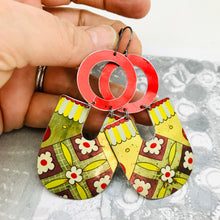 Load image into Gallery viewer, Santa Fe Scarlet Chunky Horseshoes Zero Waste Tin Earrings
