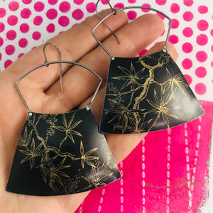 Golden Branches on Midnight Large Zero Waste Tin Earrings