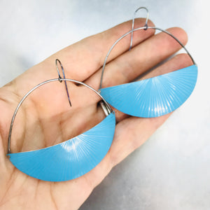 Shimmery Sky Blue Half Moon Recycled Tin Earrings