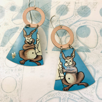 French Rabbits Small Fans Tin Earrings