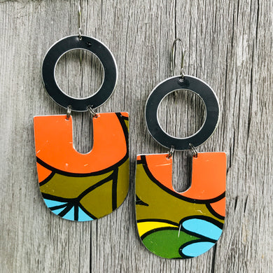 Vintage 70s Filofax Chunky Horseshoe Tin Earrings