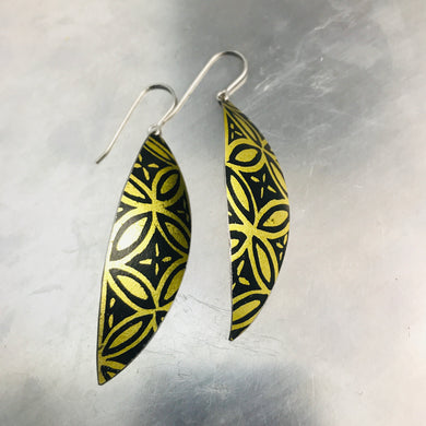 Black and Gold Upcycled Tin Leaf Earrings