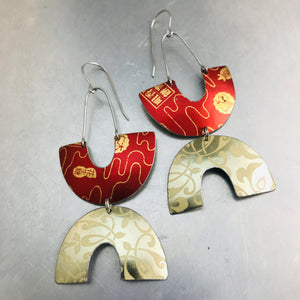 Mixed Patterns Double Little Us Upcycled Tin Earrings