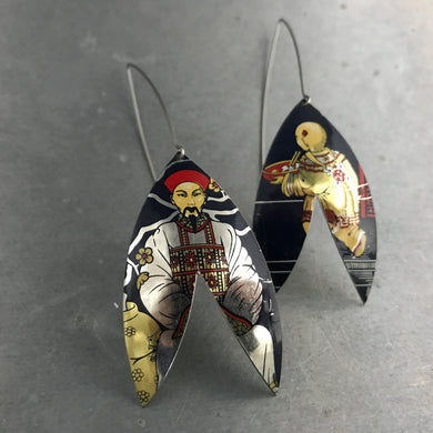 Japanese Scene Upcycled Tin Earrings