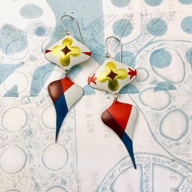 Golden Flowers & Argyle Rex Ray Zero Waste Tin Earrings