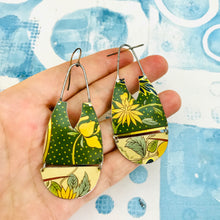 Load image into Gallery viewer, Yellow Blossoms in Polka Dots Zero Waste Earrings