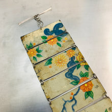 Load image into Gallery viewer, Vintage Orange Flowers Upcycled Tin Bracelet