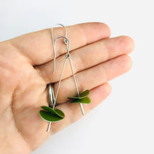 Load image into Gallery viewer, Sap Green Radio Waves Zero Waste Tin Earrings