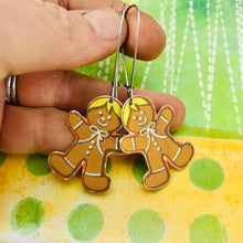 Load image into Gallery viewer, Gingerbread Men Upcycled Tin Earrings
