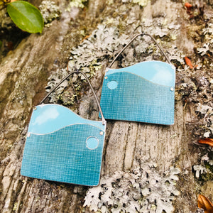 Wavescape Blues Upcycled Tin Earrings