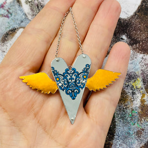Sufi Heart Coppery Wings Upcycled Tin Necklace