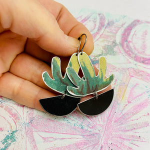 Variegated Succulents Upcycled Tin Earrings
