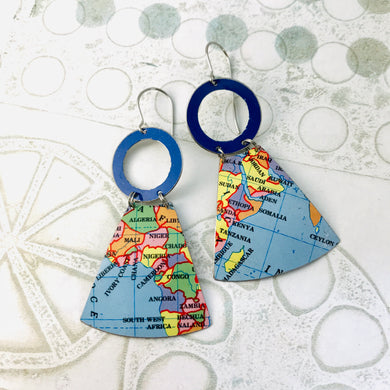 African Continent Small Fans Zero Waste Tin Earrings