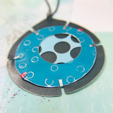 Load image into Gallery viewer, Encircled Pale Aqua in Turquoise Upcycled Tin Earrings