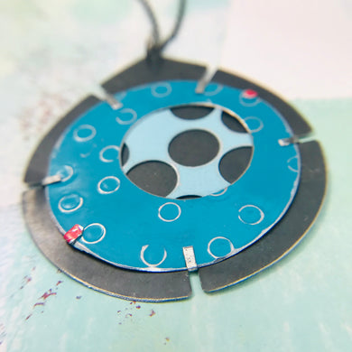 Encircled Pale Aqua in Turquoise Upcycled Tin Earrings