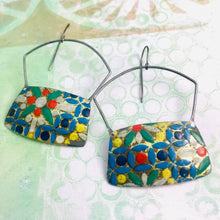 Load image into Gallery viewer, Vintage Mosaic Rectangles Zero Waste Tin Earrings