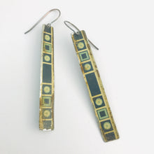 Load image into Gallery viewer, Vintage Geometric Blues Rectangles Tin Earrings