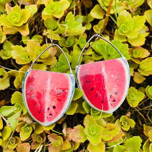 Summer Watermelon Upcycled Tin Earrings