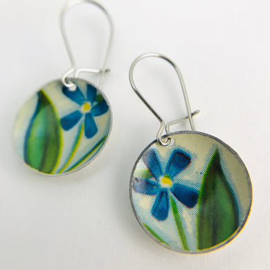 Lovely Blue Flowers Tiny Basin Earrings