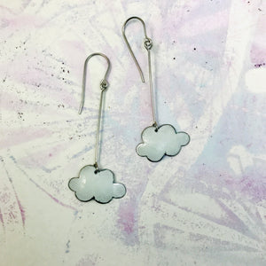 Little White Clouds Upcycled Tin Earrings