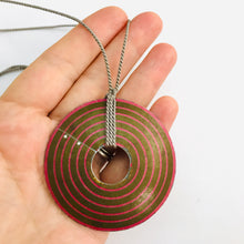 Load image into Gallery viewer, Concentric Pink Circles Upcycled Tin Necklace