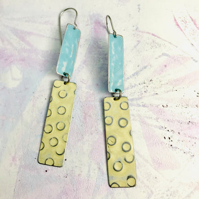 Buffed Blue & Cream Recycled Tin Earrings