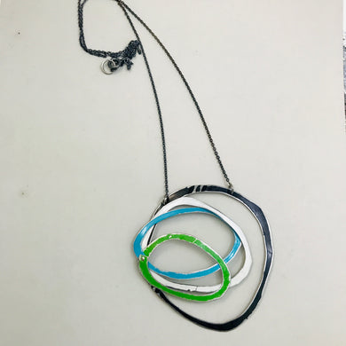 Midnight, Snow Grass & SkyScribbles Upcycled Tin Necklace