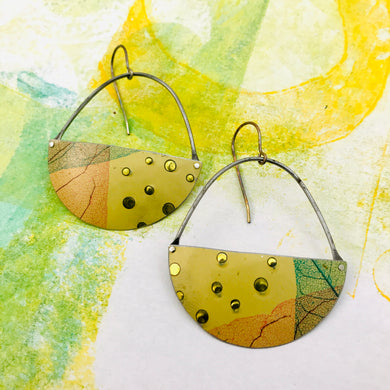 Leaf Skeleton on Butter Upcycled Tin Earrings