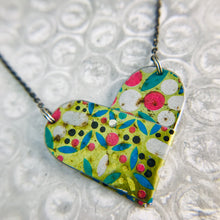 Load image into Gallery viewer, Vintage Mosaic in Gold Tin Heart Recycled Necklace