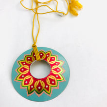 Load image into Gallery viewer, Vintage Aqua Circle Upcycled Tin Necklace
