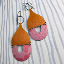 Load image into Gallery viewer, Soft Pink &amp; Orange Mixed Arches Upcycled Tin Earrings