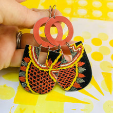 Load image into Gallery viewer, Crewel Work Chunky Horseshoes Zero Waste Tin Earrings