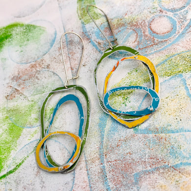Leaf, Lake & Lemon Smaller Scribbles Upcycled Tin Earrings