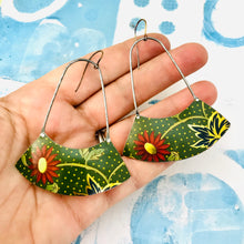 Load image into Gallery viewer, Claret Gerber Daisies Wide Arc Zero Waste Earrings