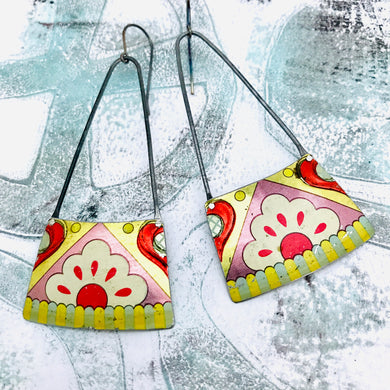 Santa Fe White Flower Long Tin Earrings
