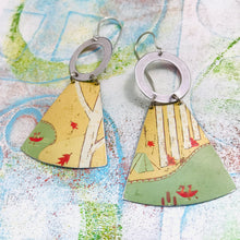 Load image into Gallery viewer, Birch Forest Campground Small Fans Tin Earrings