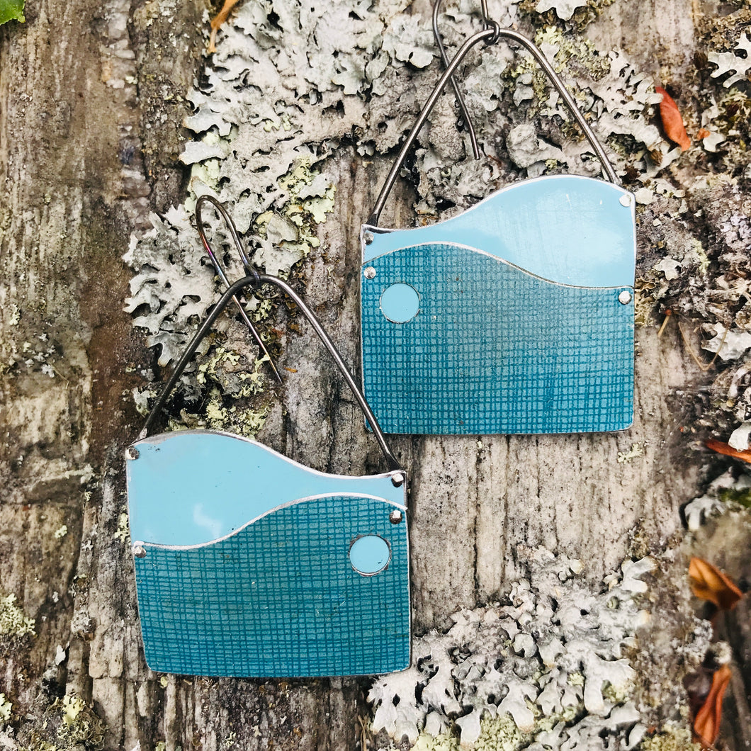 Wavescape Blues Upcycled Tin Earrings