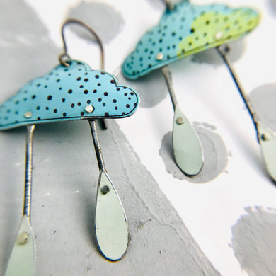 Dotty Rain Clouds  Zero Waste Tin Earrings