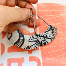 Load image into Gallery viewer, Ink Doodle Wide Arc Zero Waste Earrings