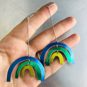 Shimmery Cool Rainbows Upcycled Tin Earrings