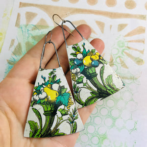Bountiful Upcycled Tin Long Fans Earrings