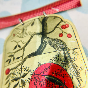 Parrots and Crane Upcycled Tin Necklace