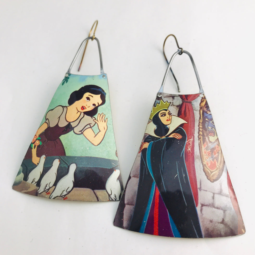 Snow White & Evil Queen Upcycled Vintage Tin Earrings