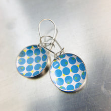Load image into Gallery viewer, Blue Dot Halftone Pattern on White Upcycled Tiny Dot Earrings