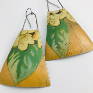Vintage Dogwood Upcycled Vintage Tin Long Fans Earrings