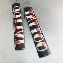 Load image into Gallery viewer, Tattoo Typography Long Narrow Tin Earrings